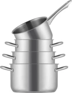 Sola Pannenset Blizz - 4 Delig - Ø Cm - Zilver - RVS - Sandwichbodem -Le Creuset Winkel 933x1200