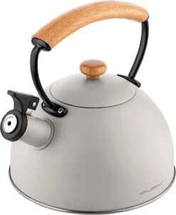 Florina Natura Line Fluitketel RVS Mat Grijs 2.3 Liter - Geschikt Voor Alle Warmtebronnen - Scandinavische Stijl - Massief Houten Handvat -Le Creuset Winkel 980x1200